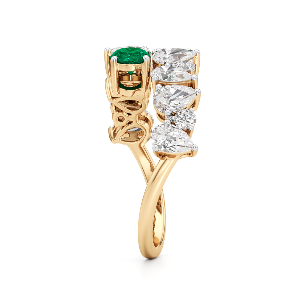Secret Garden Emerald  Diamond Ring
