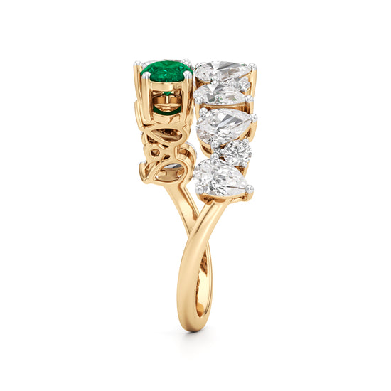 Secret Garden Emerald  Diamond Ring