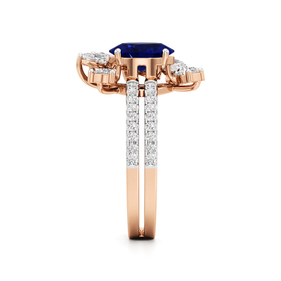 Midnight Bloom Sapphire Ring