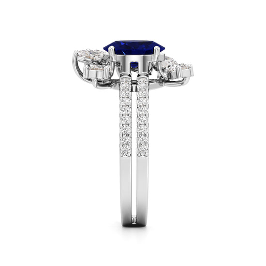 Midnight Bloom Sapphire Ring