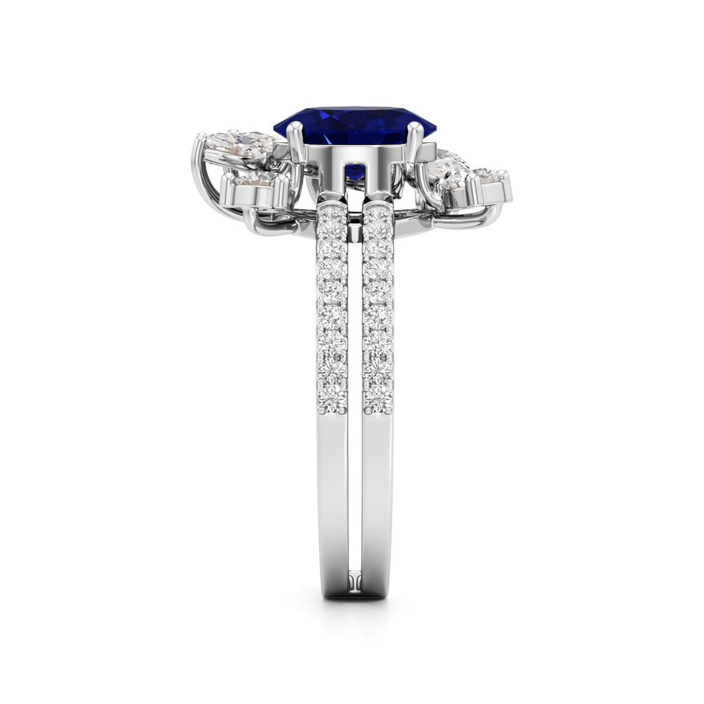Midnight Bloom Sapphire Ring