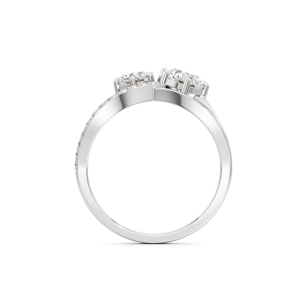 Eclipsed Grace Twin Diamond Crossover Ring with Pavé Accents