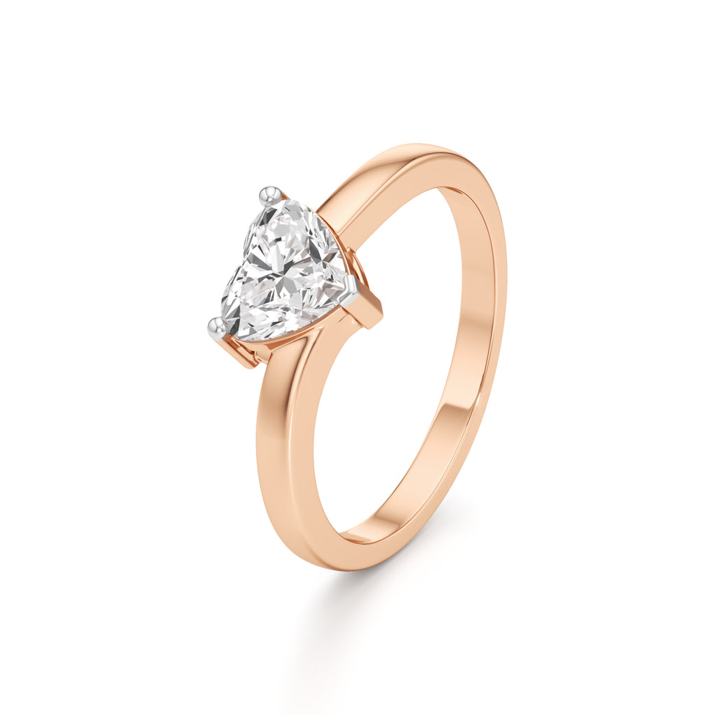 Pure Devotion Heart-Shaped Diamond Ring with Sleek Band Design