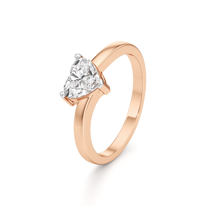 Pure Devotion Heart-Shaped Diamond Ring with Sleek Band Design