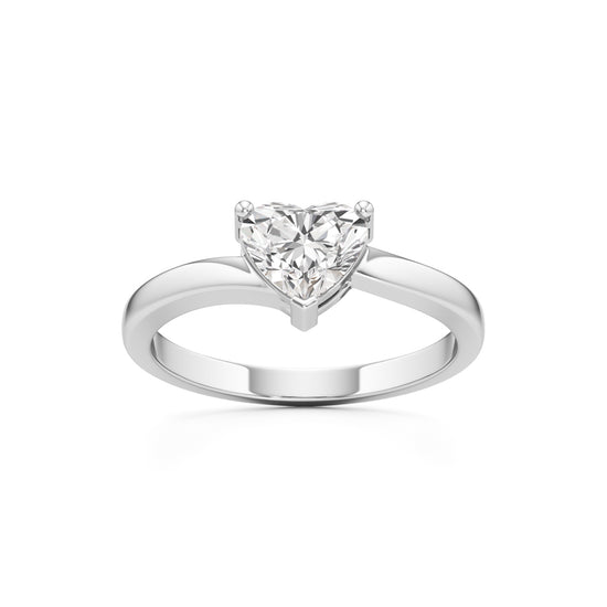 Pure Devotion Heart-Shaped Diamond Ring with Sleek Band Design