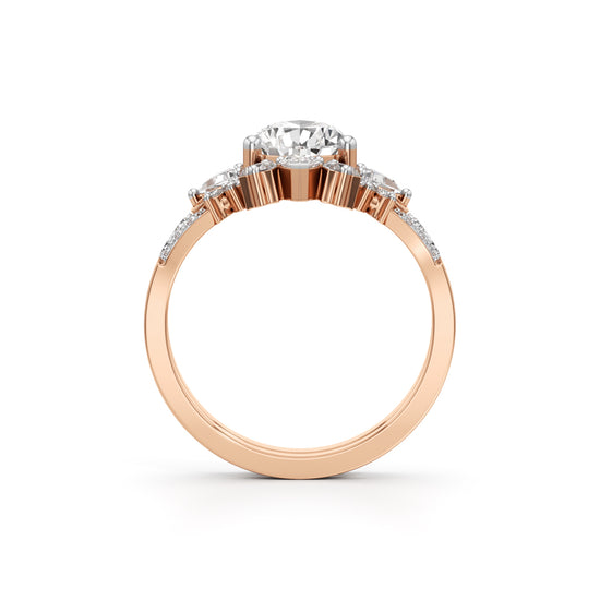 Crowned Radiance Pear-Cut Diamond Ring with Regal Accents