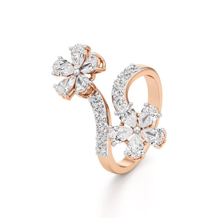 Dancing Blossoms Diamond Floral Wrap Ring