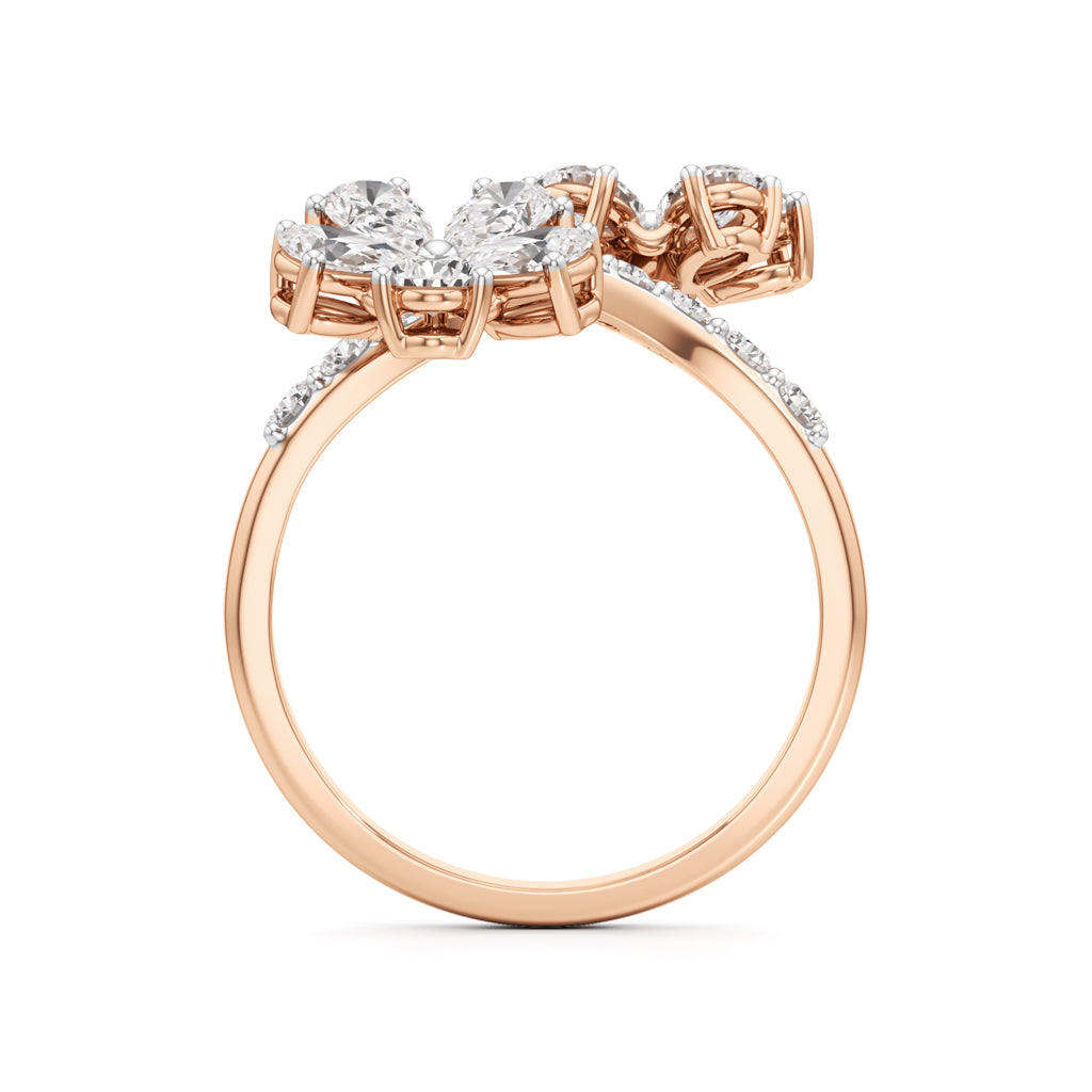 Dancing Blossoms Diamond Floral Wrap Ring