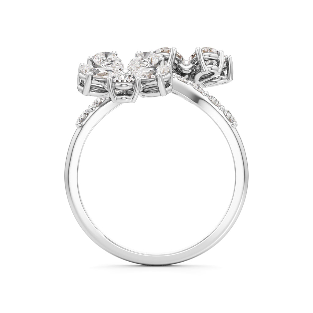 Dancing Blossoms Diamond Floral Wrap Ring