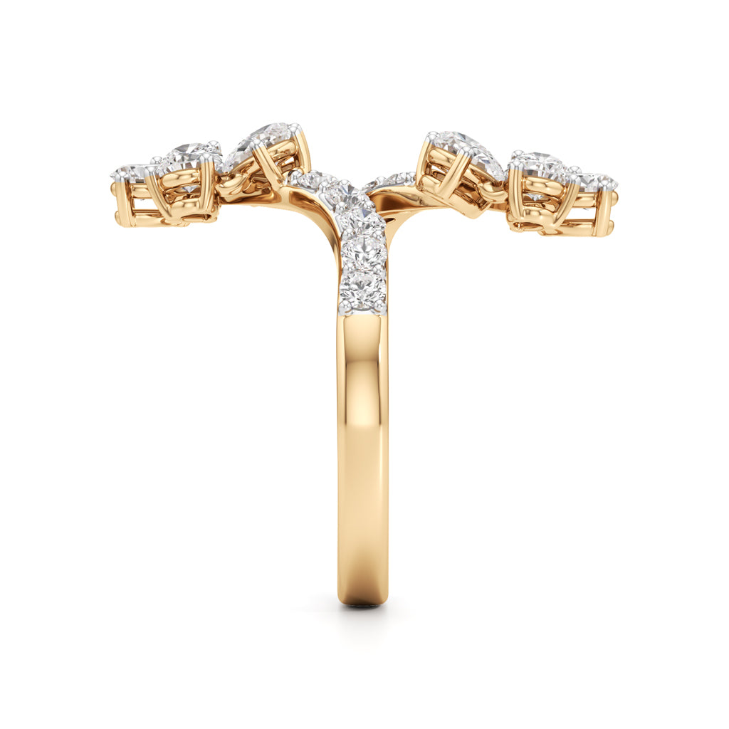 Dancing Blossoms Diamond Floral Wrap Ring