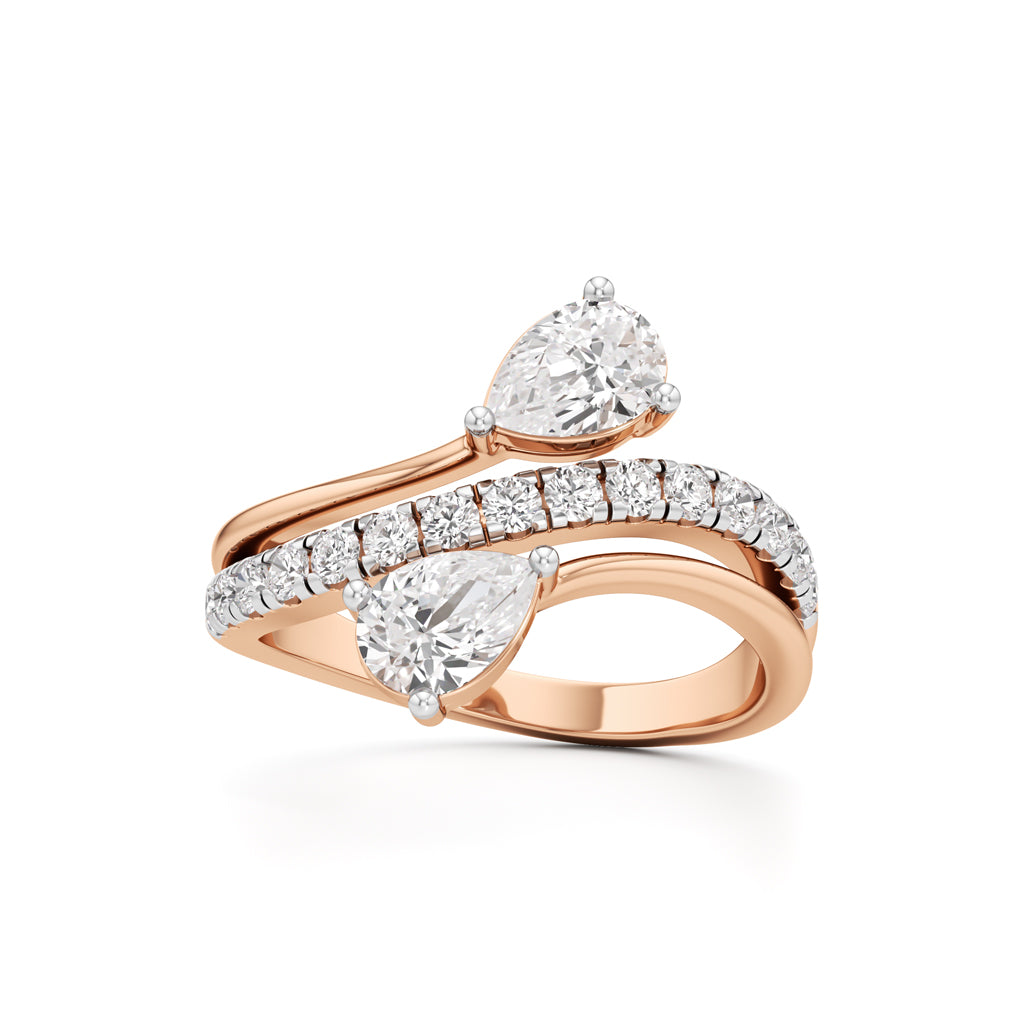 Luminescent Pear & Pave Diamond Wrap Ring
