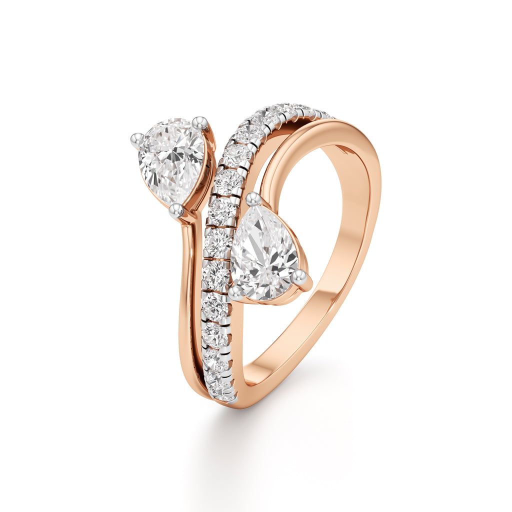 Luminescent Pear & Pave Diamond Wrap Ring