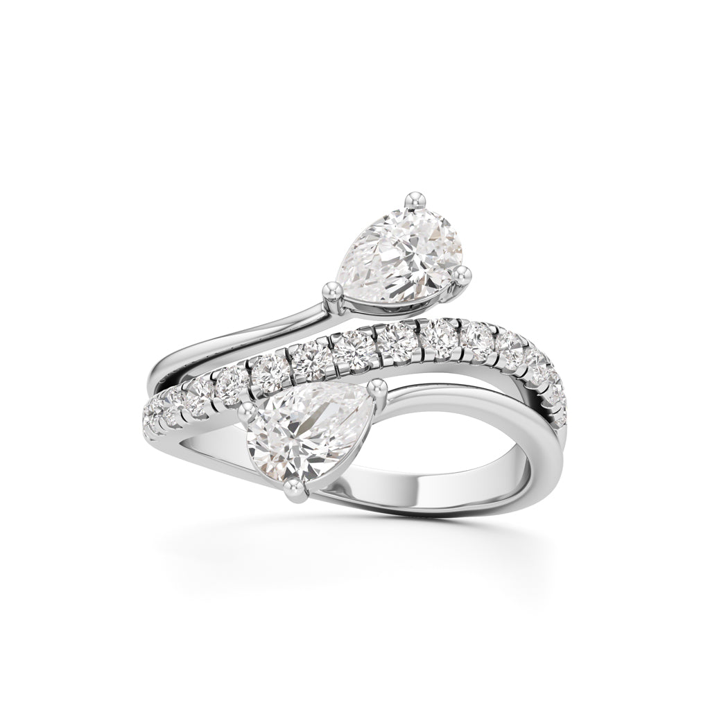 Luminescent Pear & Pave Diamond Wrap Ring