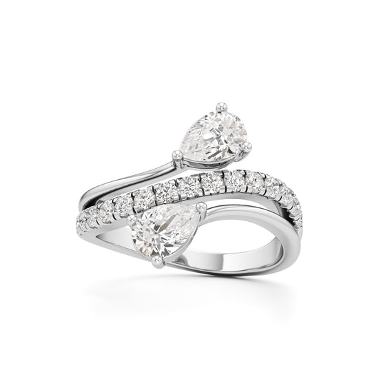 Luminescent Pear  Pave Diamond Wrap Ring