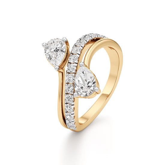 Luminescent Pear  Pave Diamond Wrap Ring