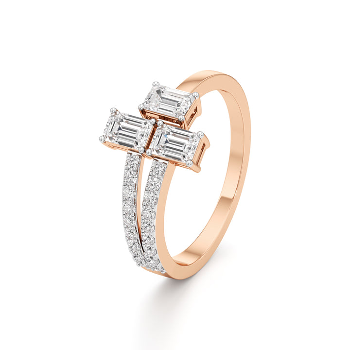 Modern Trinity Diamond Bypass Ring