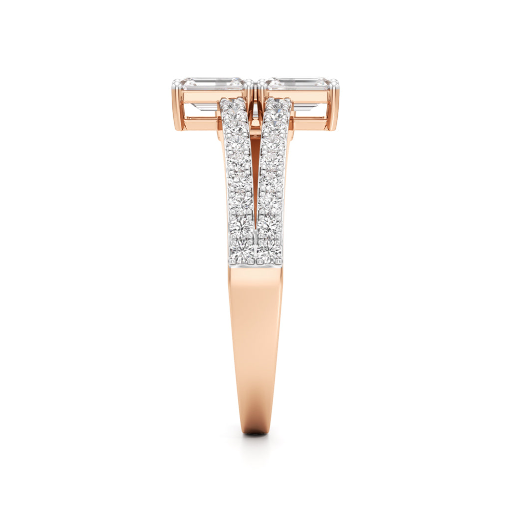 Modern Trinity Diamond Bypass Ring