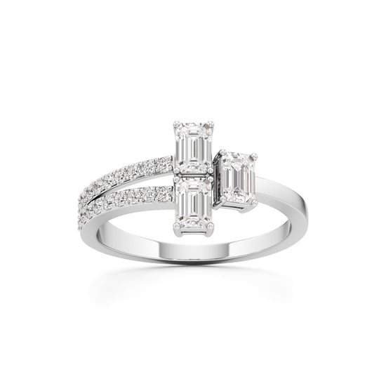 Modern Trinity Diamond Bypass Ring
