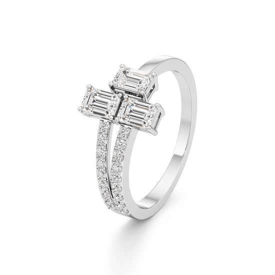 Modern Trinity Diamond Bypass Ring