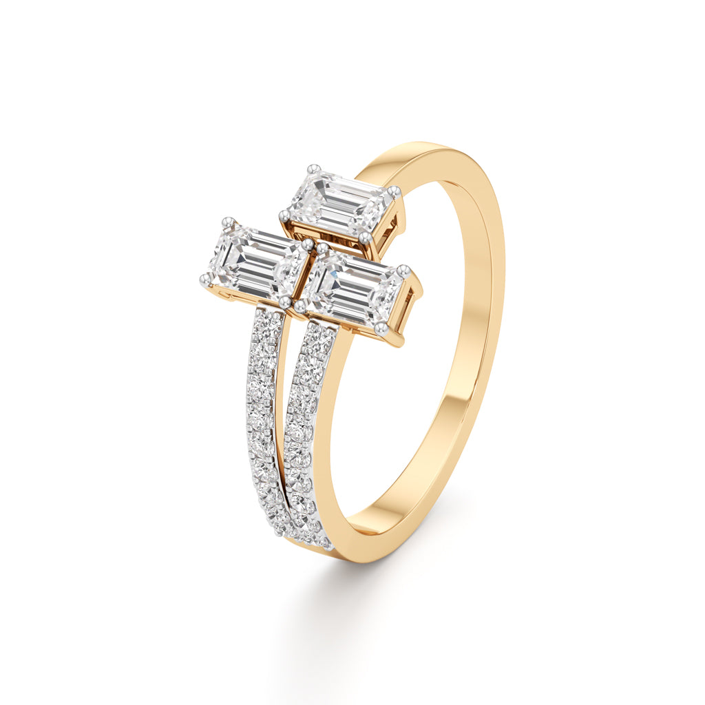 Modern Trinity Diamond Bypass Ring