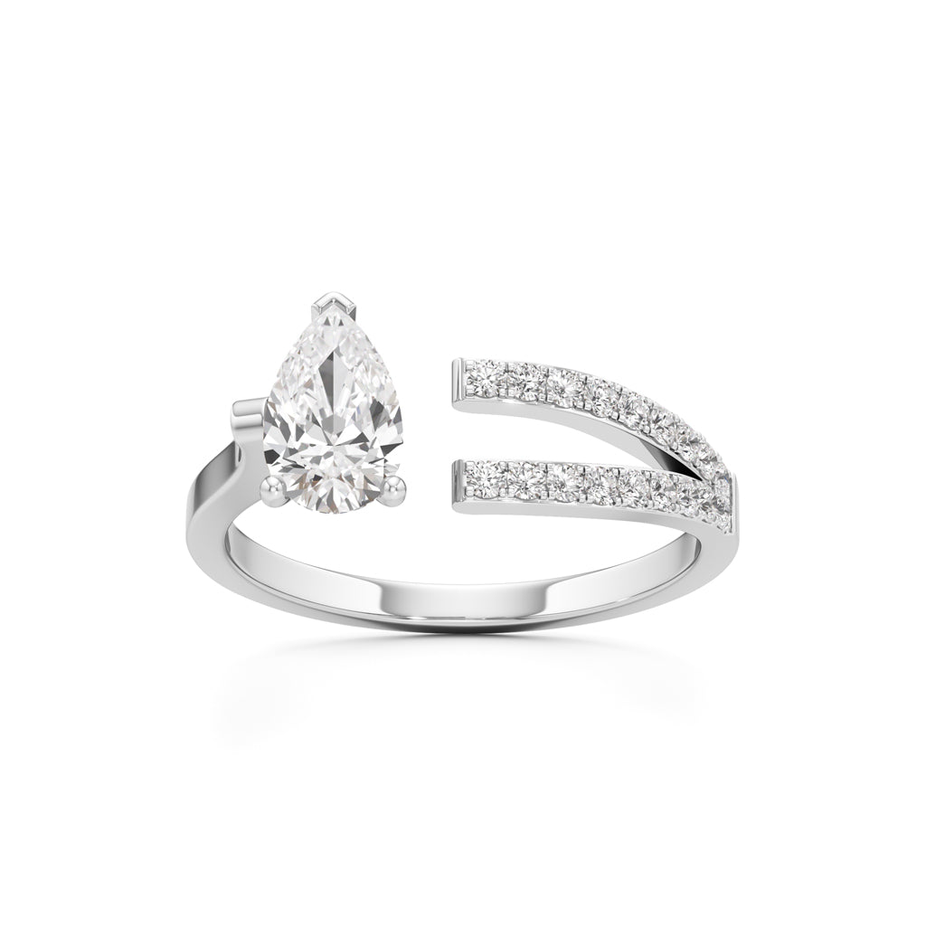Modern Allure Pear Diamond Bypass Ring