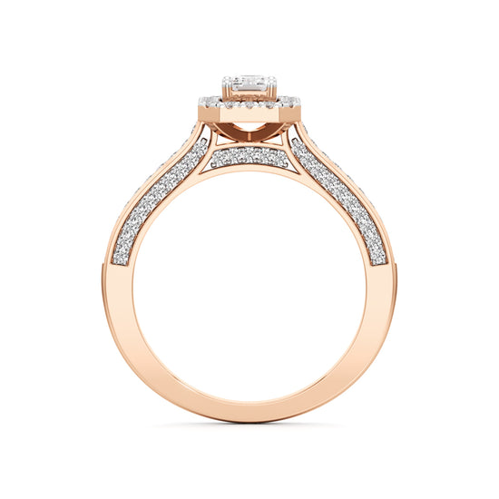 Emerald-Cut Diamond Halo Engagement Ring
