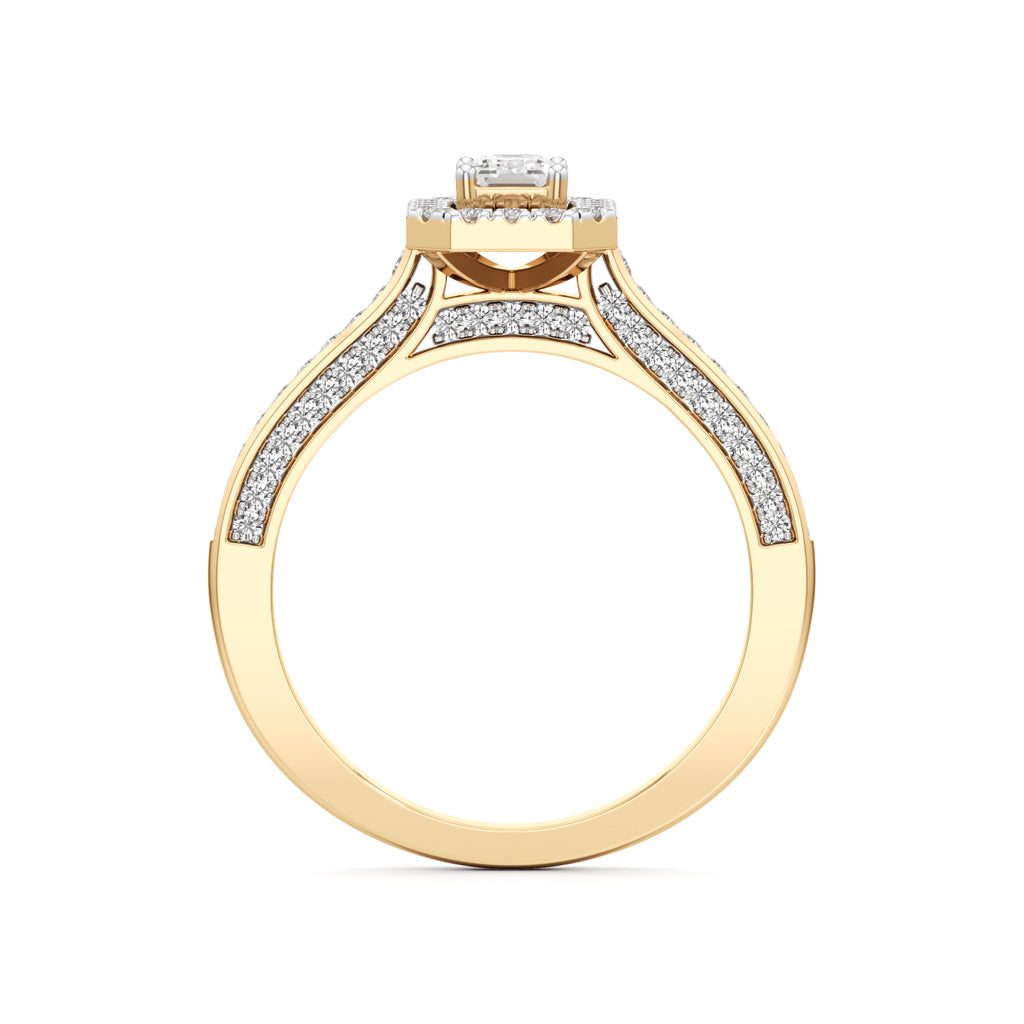 Emerald-Cut Diamond Halo Engagement Ring