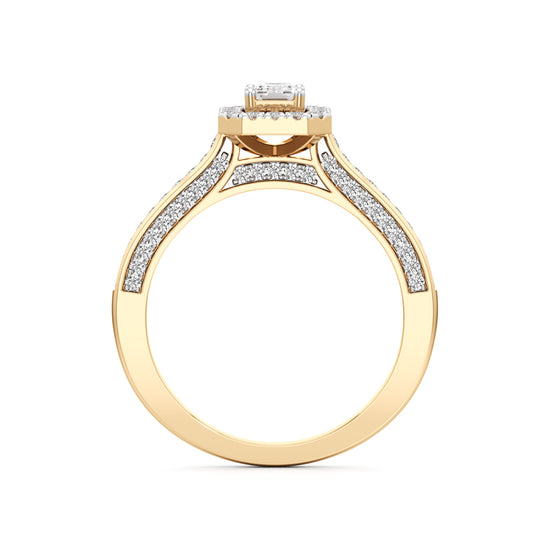 Emerald-Cut Diamond Halo Engagement Ring