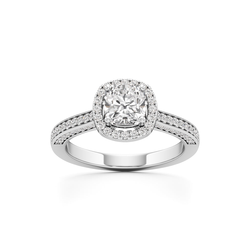 Cushion Cut Halo Engagement Ring