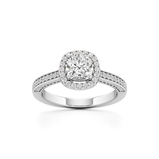 Cushion Cut Halo Engagement Ring