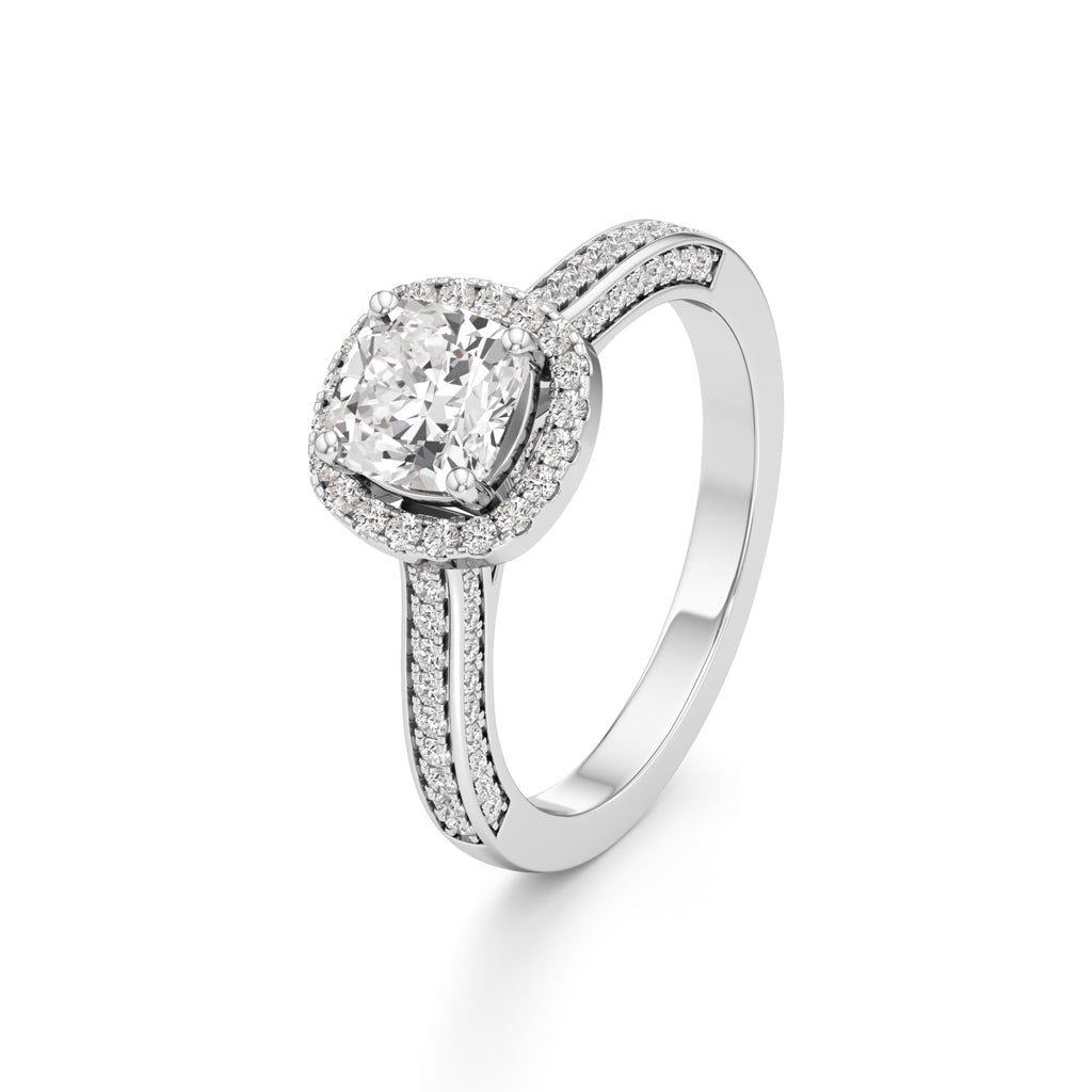 Cushion Cut Halo Engagement Ring