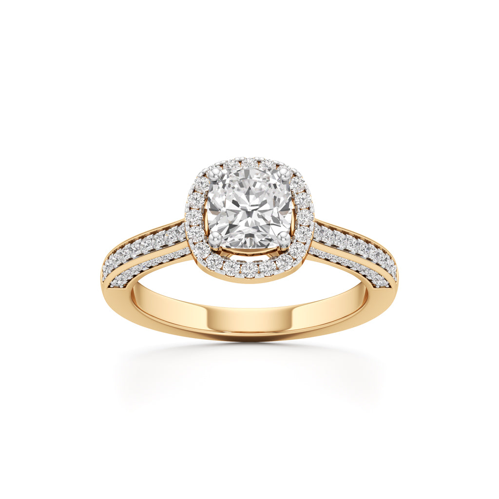 Cushion Cut Halo Engagement Ring