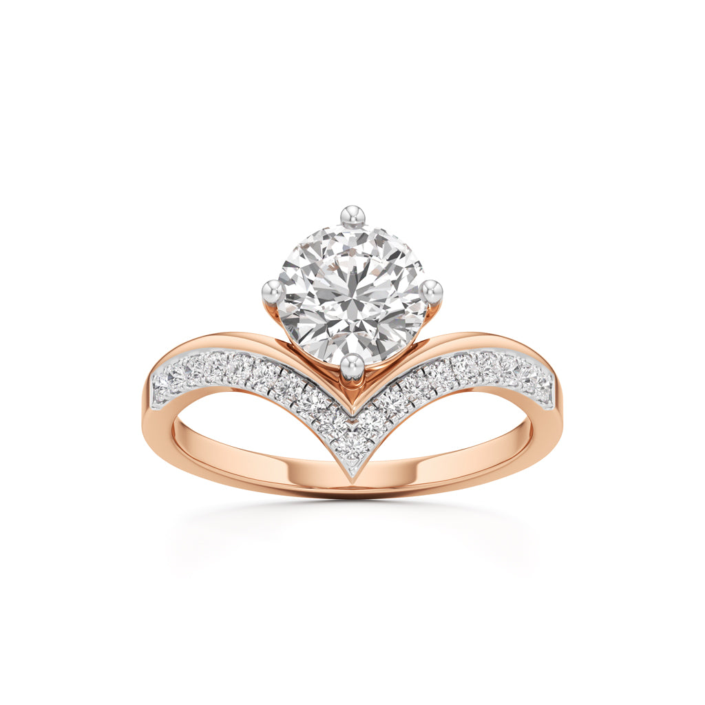 V-Shaped Pave Engagement Ring