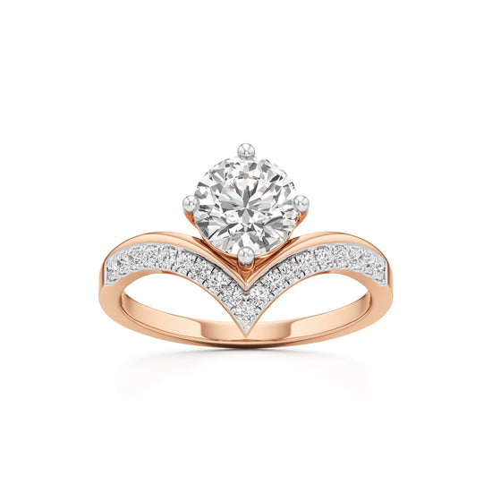 V-Shaped Pave Engagement Ring