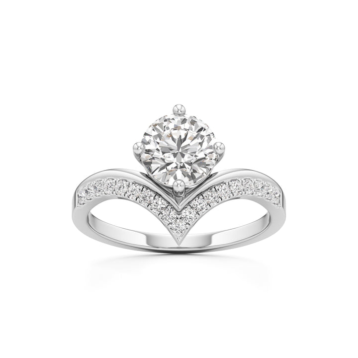 V-Shaped Pave Engagement Ring