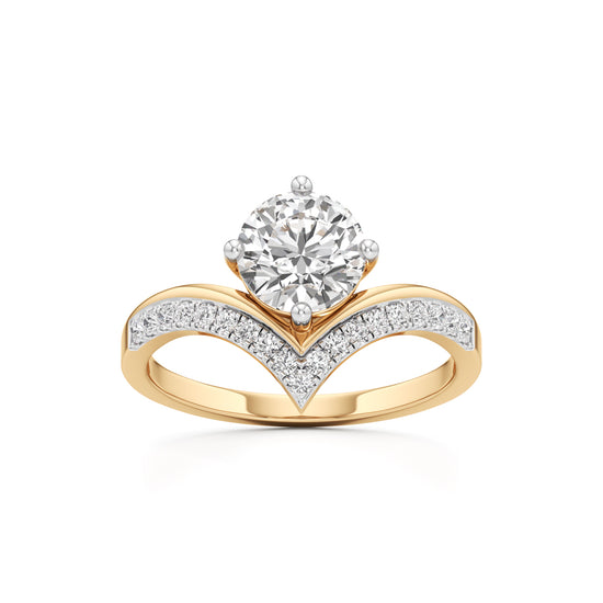 V-Shaped Pave Engagement Ring