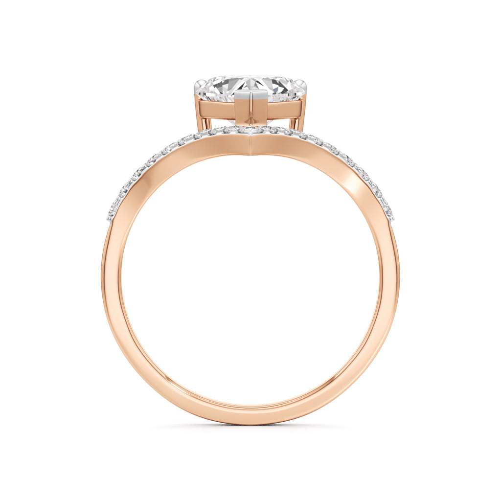 Heart Traced V-Shaped Pave Ring