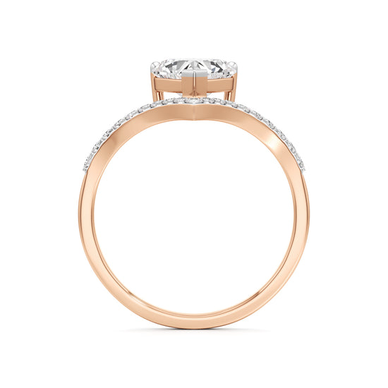 Heart Traced V-Shaped Pave Ring