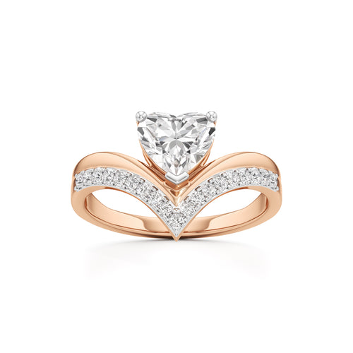 Heart Traced V-Shaped Pave Ring