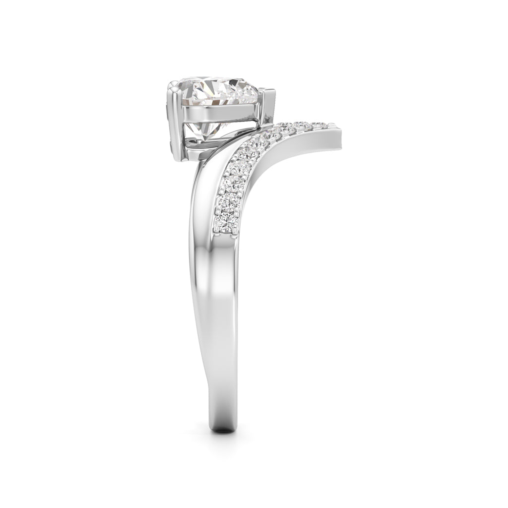 Heart Traced V-Shaped Pave Ring