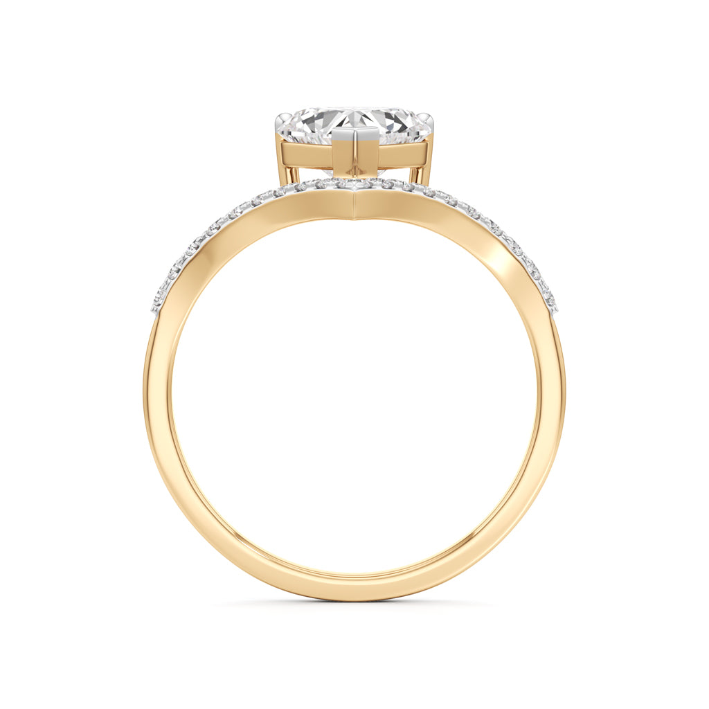 Heart Traced V-Shaped Pave Ring
