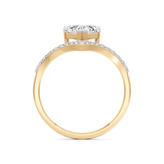 Heart Traced V-Shaped Pave Ring