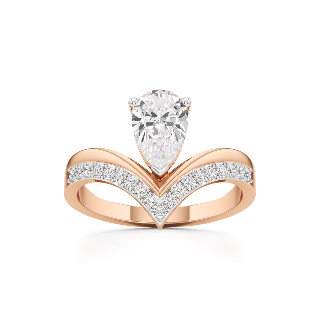 Pear Solitaire V-Shaped Grace Ring