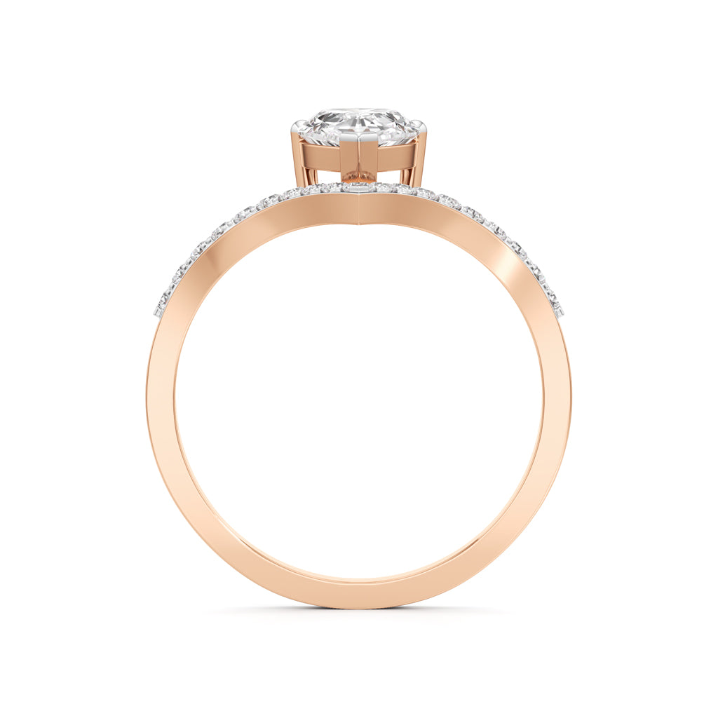 Pear Solitaire V-Shaped Grace Ring