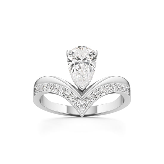 Pear Solitaire V-Shaped Grace Ring