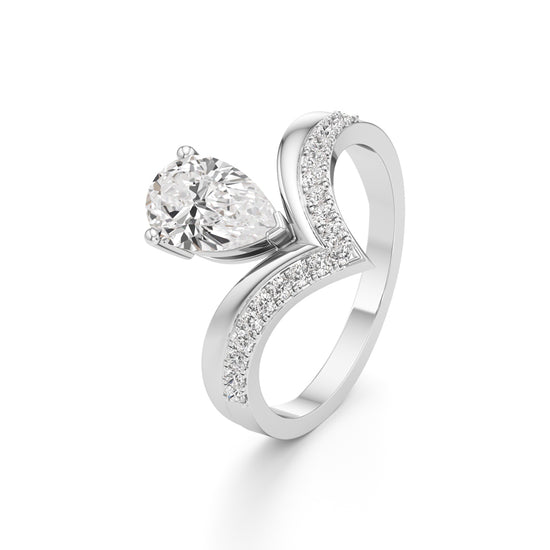 Pear Solitaire V-Shaped Grace Ring