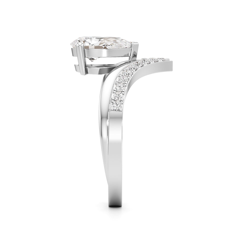 Pear Solitaire V-Shaped Grace Ring