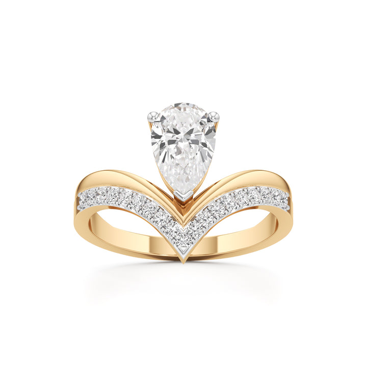 Pear Solitaire V-Shaped Grace Ring