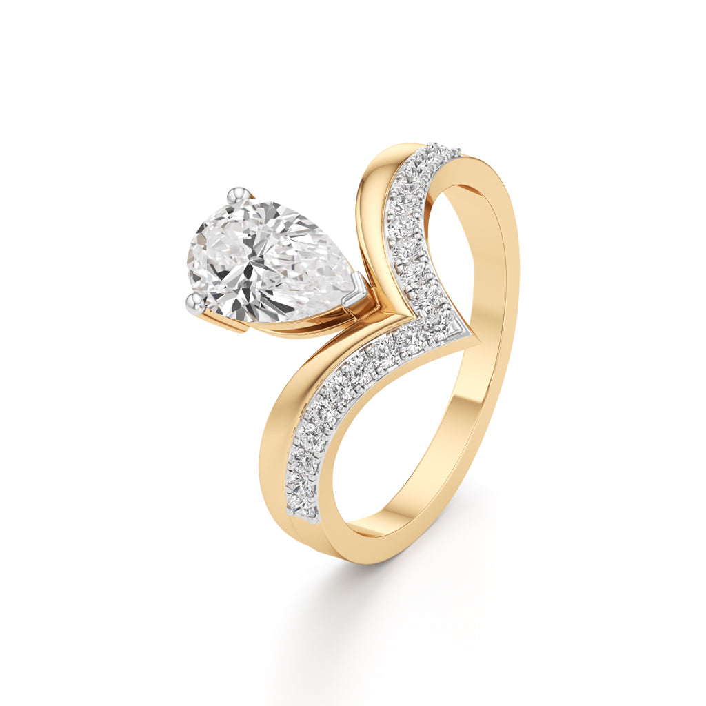 Pear Solitaire V-Shaped Grace Ring