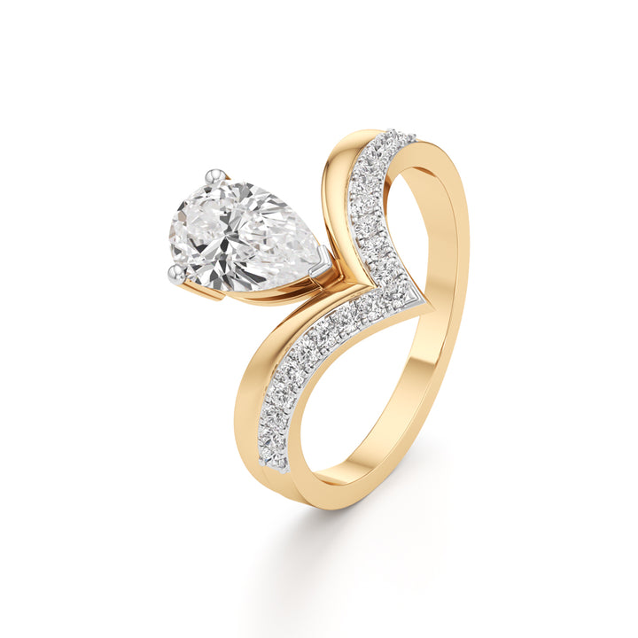 Pear Solitaire V-Shaped Grace Ring